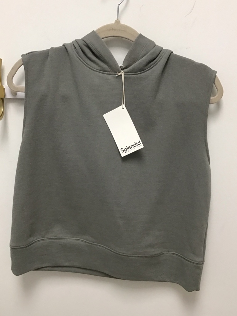 Splendid Sleeveless Hooded Tank in Sage